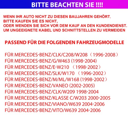 Für Mercedes CLK/Klasse C/E W209 W203 W210 Autoradio Carplay Android 13 +DVR KAM - Bild 17 von 17