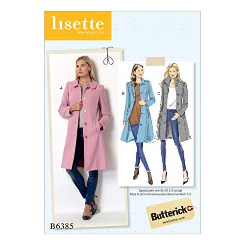 Butterick Patterns Butterick Pattern 6385 E5 Taglie Cappotto, (P7z)
