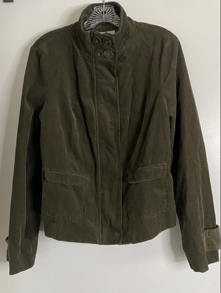 Merona Women s Corduroy Jacket Green Long Sleeve Zip Button Size