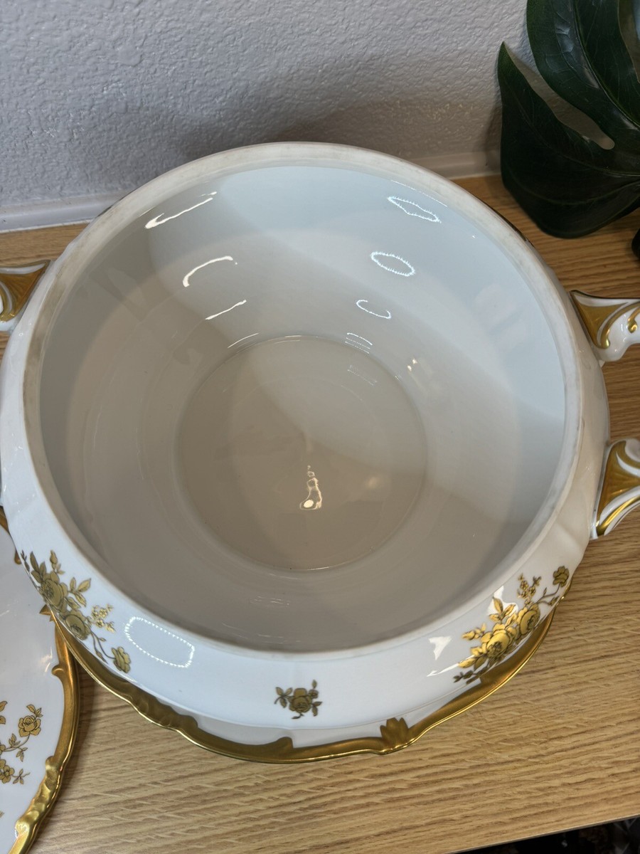 Vintage Weimar Porzellan Katharina White w/Gold Porcelain Soup