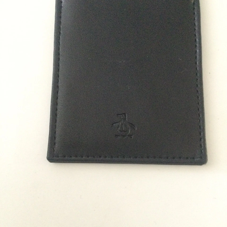TARJETERO ORIGINAL PINGÜINO CUERO NEGRO 3 RANURAS NUEVO Foto 4 de 4