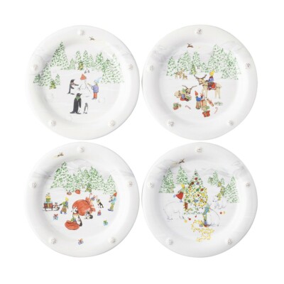 Juliska Berry Thread North Pole Cocktail Plates Assorted The