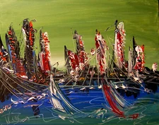 GREEN SKY  painting Abstract Modern Art  Contemporary  WALL DECOR Y3G4F