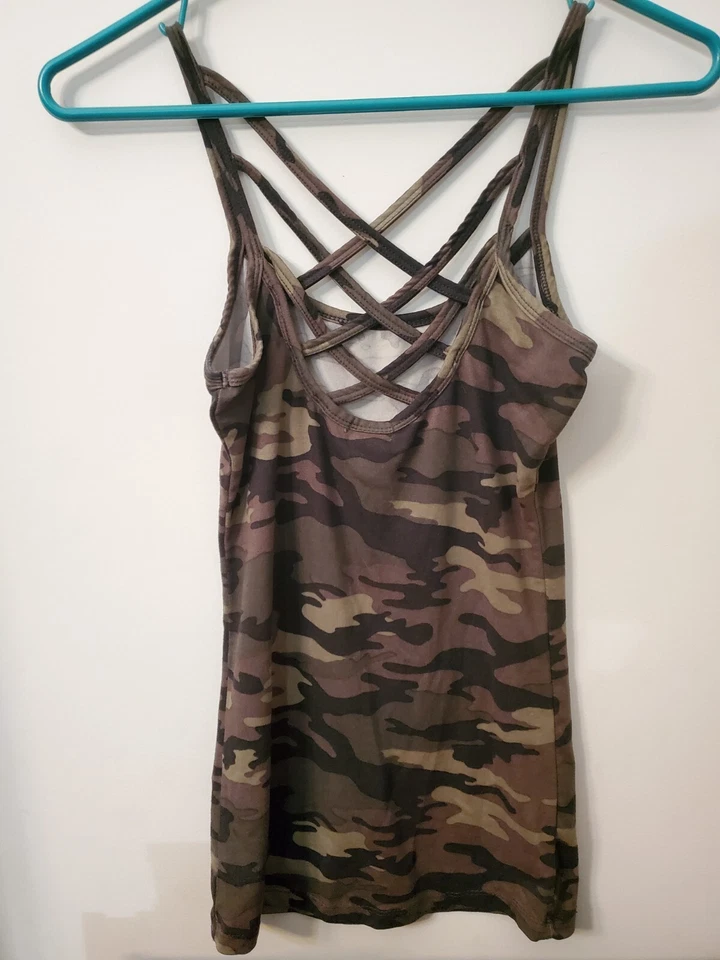 Rue 21 Mujer XS Camuflada Camiseta sin Mangas Cami Sexy Fiesta Verano Club Foto 2 de 3