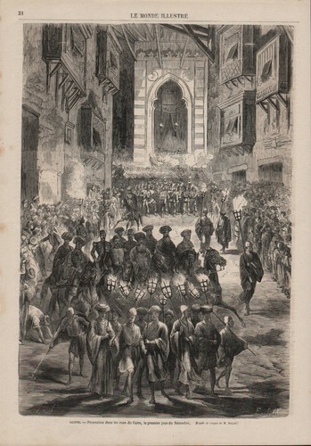 Egypte - Procession dans les rues du Caire - Gravure de presse 1870 - Imagen 2 de 2