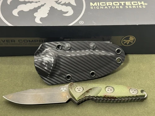 Microtech Knives Socom Alpha Mini S/E M390 Blade, Green/Red G-10 Scales NIB