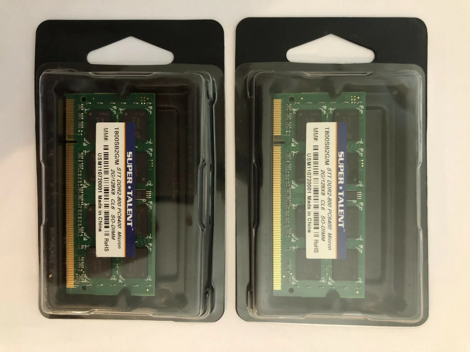 Super Talent DDR2-800 SODIMM 4GB 2x2GB/128x8 Samsung Chip Dual laptop Memory Kit - Image 3 of 3