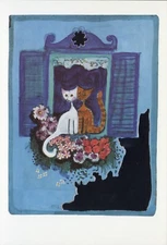 Rosina Wachtmeister - Two Cats in the Window - Set of Ten Vintage Notecards
