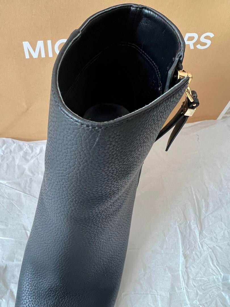 Michael Kors Boots Shoes Black Leather Side Zip Size Women's US8