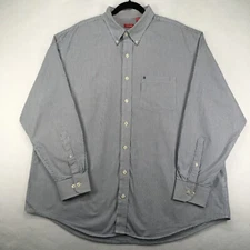 IZOD Men's Shirt Size 2XL XXL Striped Blue Button Down Long Sleeve Front Pocket