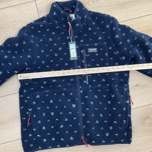 Alpine Design Men's Sherpa Full Zip Fleece Sweatshirt Deep Navy Birds Eye Size M - Picture 9 of 13