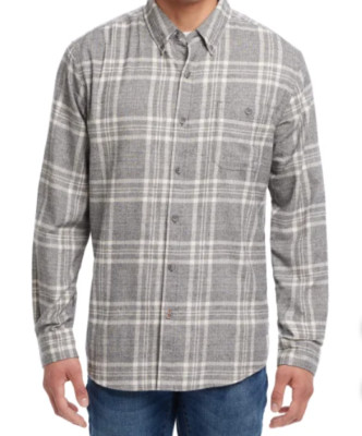 NEW  Weatherproof Vintage Men's Gray Plaid Flannel Shirt  XLTall  NWT