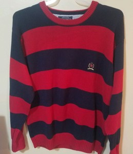 Suéter Tommy Hilfiger Masculina Gg Clássico Listrado Azul E Vermelha Excelente Estado Usado Antigo | eBay