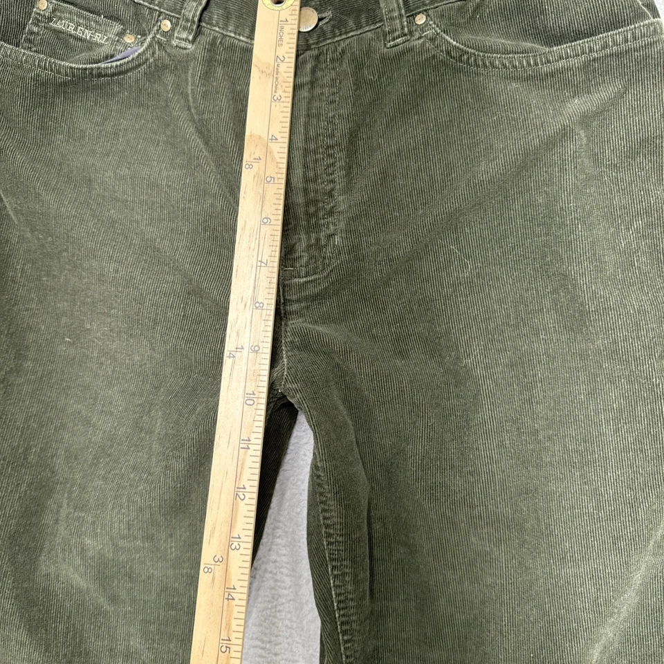 Pantalones de pana para mujer Lauren Jeans Co. Ralph Lauren talla 10 verde clásico recto Foto 3 de 4