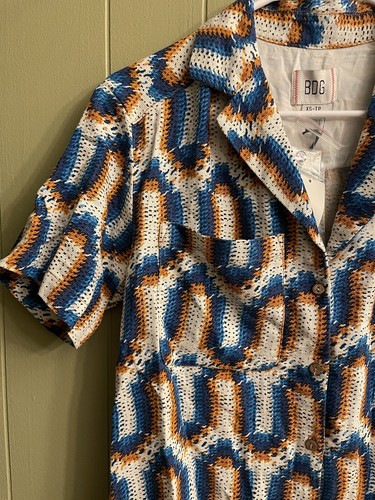 BDG Urban Outfitters Dylan Camicia in Lino con Bottoni, Donna Multicolore Taglia XS - Foto 5 di 8