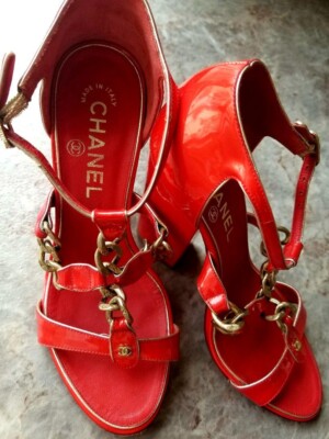 ☆CHANEL☆ レア☆ハイヒール　36（23㎝相当） CHANEL High heel Sandal 36.5C Red Authentic Women Used from