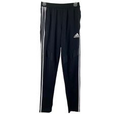 Adidas Track Pants Womens Small Black Zip Bottom Legs Zip Pockets Activewear