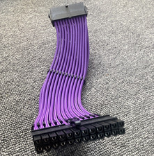24-Pin to 24-Pin ATX Motherboard PSU Extension Cable Sleeved Purple/Black