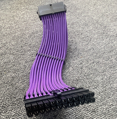24-Pin to 24-Pin ATX Motherboard PSU Extension Cable Sleeved Purple/Black
