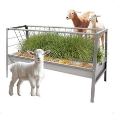 Pasture Hay Feeder 2 in 1 55 Gallon Livestock Feed Trough with 22 | Gallon Feed