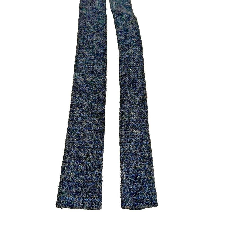 Винтажный шерстяной галстук Harris ручной работы черный серый в елочку Шотландия - Изображение 2 из 3