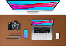 Leather Desk Pad Protector, Mouse Pad, Office Desk Mat, Non-Slip PU Leather Desk