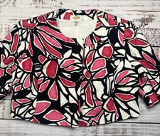 Talbots Size 10 Short Floral Blazer Women's Jacket Suit Pink 3/4 Sleeve