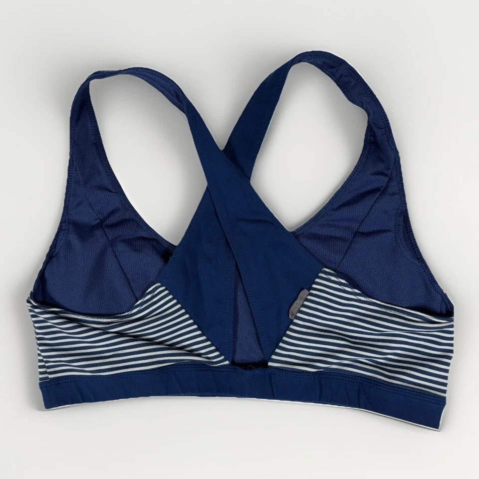 Sutiã esportivo feminino Oiselle Running listrado azul marinho roupa ativa racerback - Imagem 2 de 4