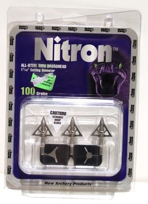NAP NITRON Mini Broadheads - 100 Grains - All Steel - 3 Pack - FREE SHIPPING