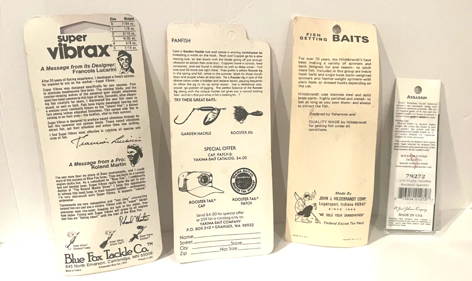 鳟鱼 Spinner Baits Hidebrandt、Vibrax、Worden's、刺客原始包装 — 第 2/4 张图片
