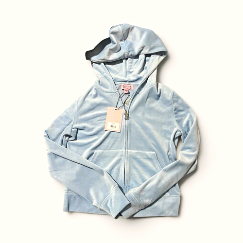 Women's Baby Blue Juicy Couture Velour Full Zip Hoodie, Size S