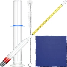 Hydrometer Alcohol Meter Test Kit 0-200 Proof with Glass Cylinder, Brush and Dus