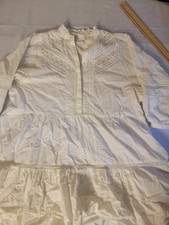 Anthropologie Dress Womens Sz XS Eyelet Mini White Puff Sleeve Cottagecore MAEVE