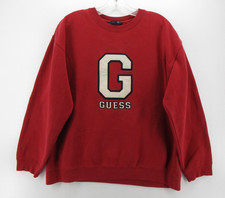 VINTAGE Guess Sweatshirt Women Medium Red Spell Out Relaxed 90s Y2K Streetwear