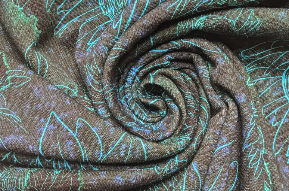 Wintersweat Meterware bedruckt, Sweatshirt Stoff Blumen, Baumwoll Sweat Streifen - Bild 4 von 4