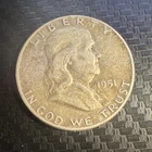 1951 Franklin Half Dollar 90% Silver 50C Circulated KM#195 US Coin