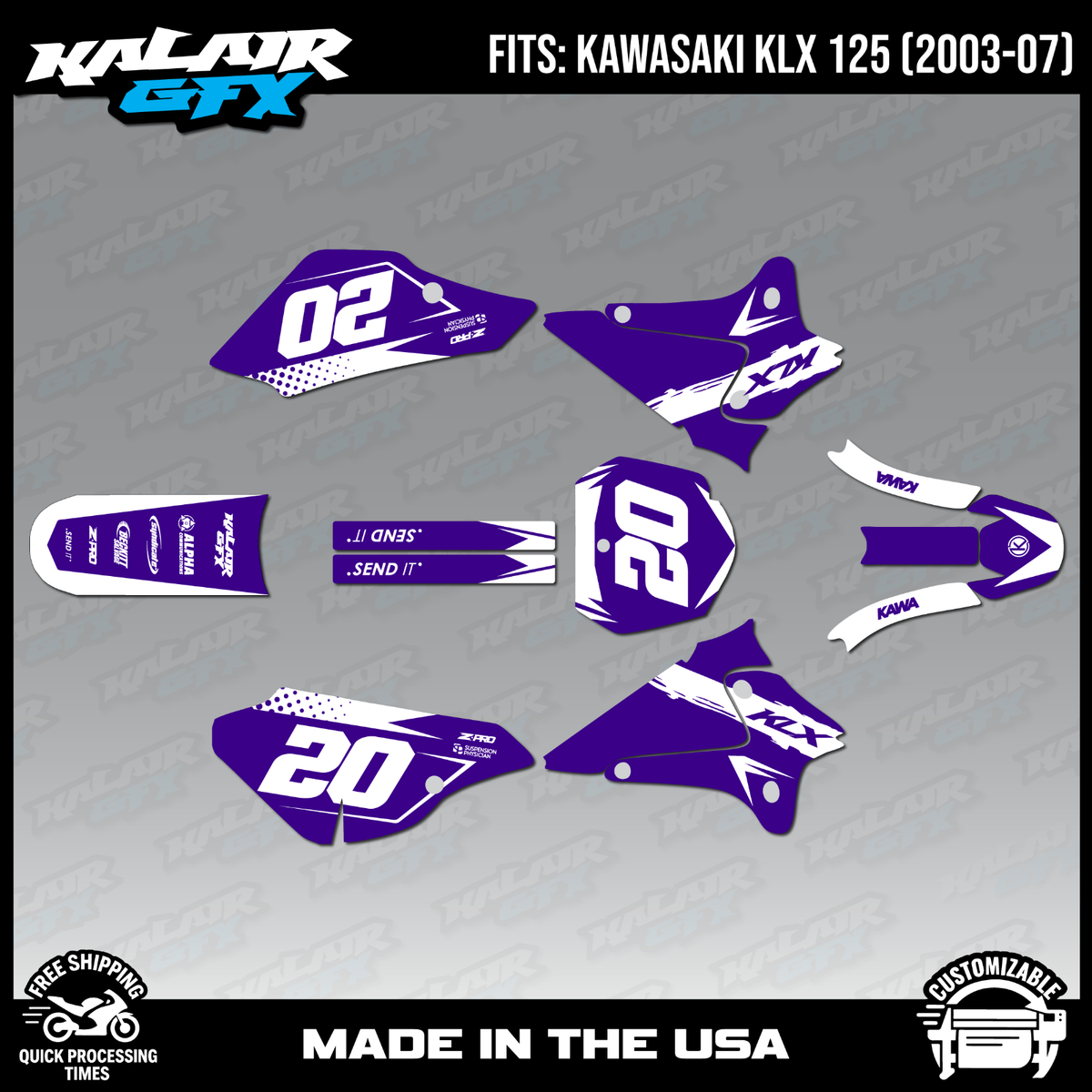 Graphics Kit for KAWASAKI KLX 125 (2003-2007) KLX125 SPEAR
