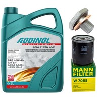 MotoröL Filter Set Addinol 10W-40 5 Liter + Schraube FüR CitroëN Xsara Break