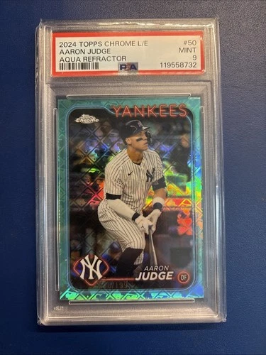 2024 Topps Chrome Logofractor Edition  Aaron Judge Aqua Refractor /199 PSA 9