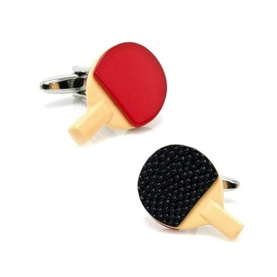 PING PONG PADDLE CUFFLINKS Table Tennis 3D Red Black GIFT BAG Sport Fan Wedding