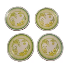 Vtg Retro Melamine 4 Plates Yellow Green Decor NHP  Artisan Ware 