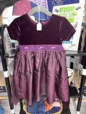 12-18m Babble Boom Vintage Baby Girls Occasion Dress Velour Floral Maroon