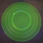 Vintage Uranium Vaseline Depression Glass Block Optic Plate 8 in Replacement