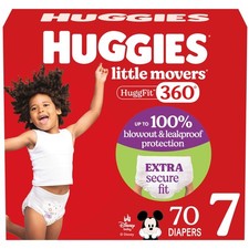 Huggies Size 7 Baby Diapers, Little Movers HuggFit 360  7, White