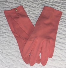 Vintage PINK Gloves Faux Pearl Button Small
