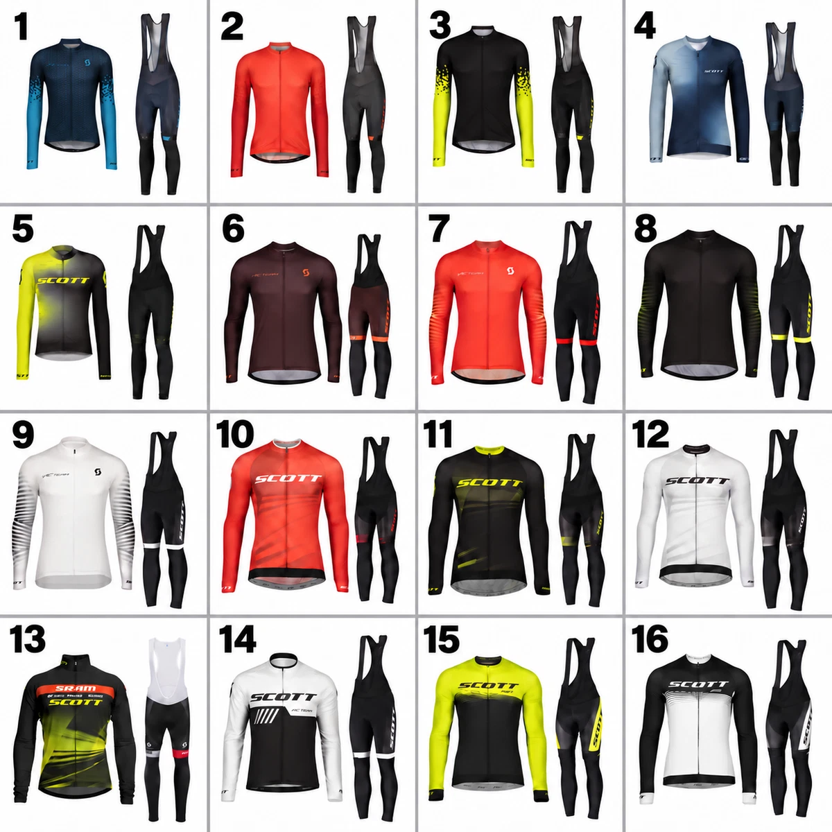 Conjunto de maillots de ciclismo para hombre manga larga con pantalón de tirantes acolchado largo