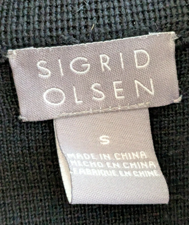 Chaqueta Cárdigan Sigrid Olsen Talla Pequeña Seda Algodón Tejido Mezcla Cuero Borde Moto Cremallera Foto 3 de 4