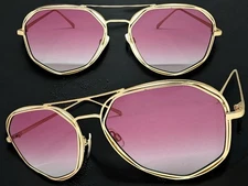 Oversized Classic Vintage Retro Style SUNGLASSES Large Rose Gold Frame Rose Lens