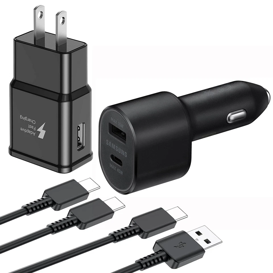 Cable Cargador Coche Pared Rápida 25W Tipo USB-C Para Galaxy S24 S23 S20 S21+ Lote 5G EE. UU. Foto 3 de 4
