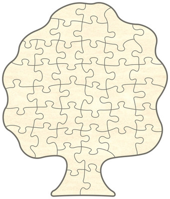 Blanko Holz-Puzzle Baum, 40 Teile, 58x68 cm, zum Selbst Bemalen und Gestalten